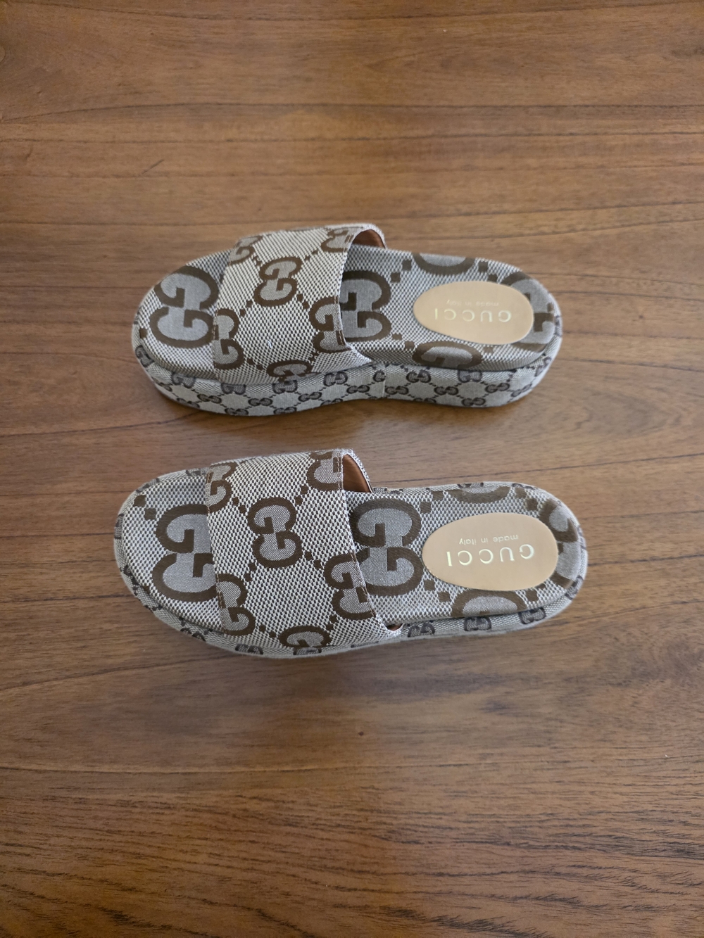 Gucci Brown GG Logo Sandals - Picture 2 of 10